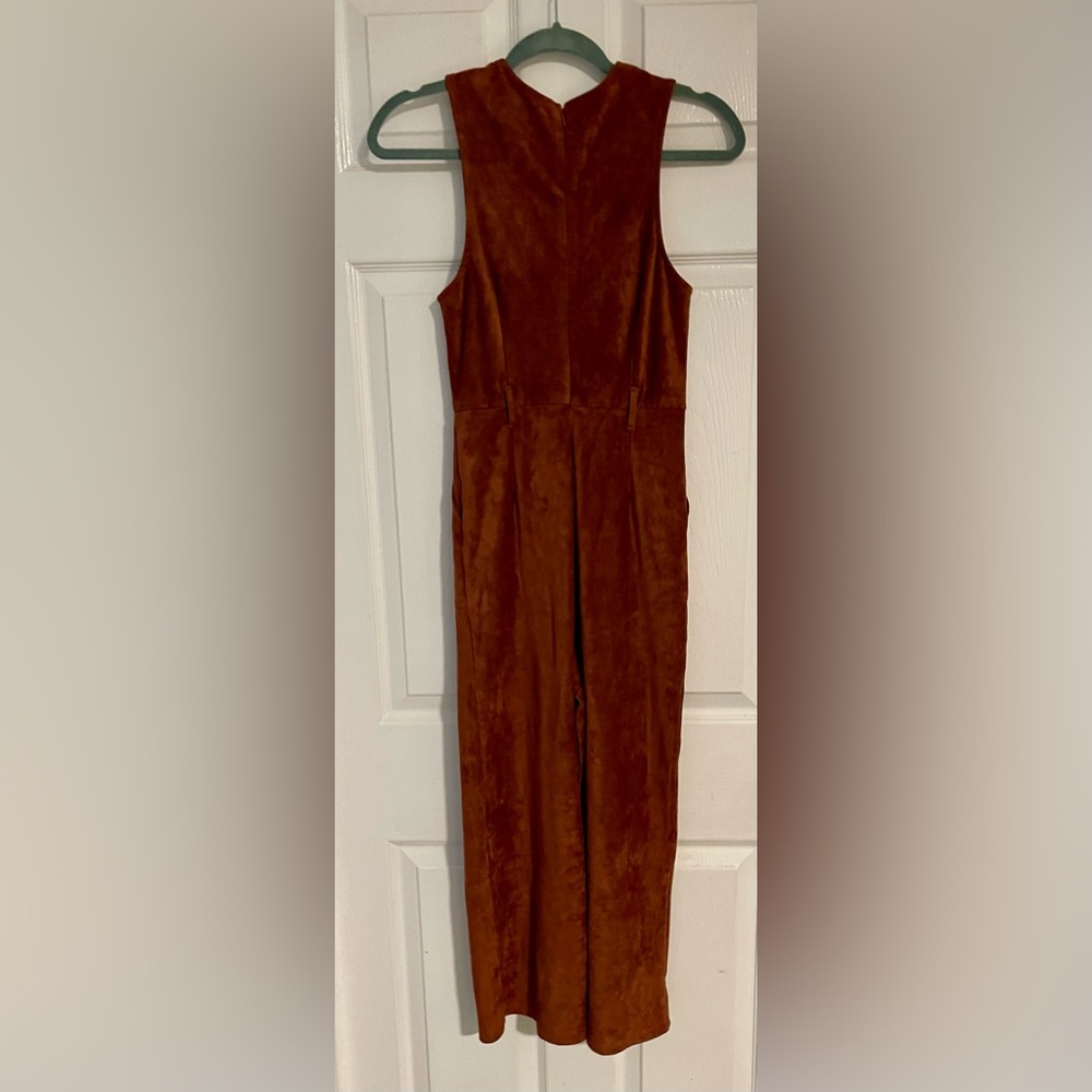 Anthropologie Camel-colored Faux Suede Jumpsuit size XS - Picture 5 of 6